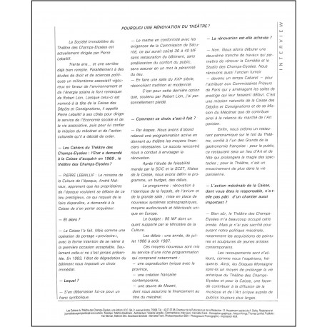 LES CAHIERS DU THÉÂTRE DES CHAMPS-ELYSÉES LIBRE OPÉRA |Premier Numéro