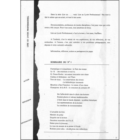 Lire au Lycée Professionnel |Premier Numéro