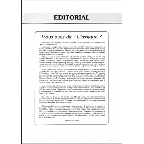 Chroniques Moto |Premier Numéro