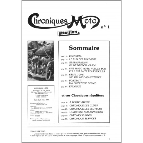 Chroniques Moto |Premier Numéro