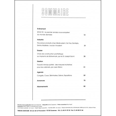 TRIBUNE DENTAIRE |Premier Numéro