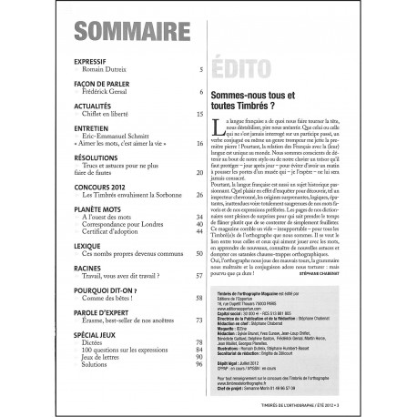 TIMBRÉS DE L'ORTHOGRAPHE |Premier Numéro