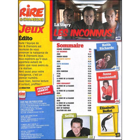 RIRE & CHANSONS Jeux |Premier Numéro