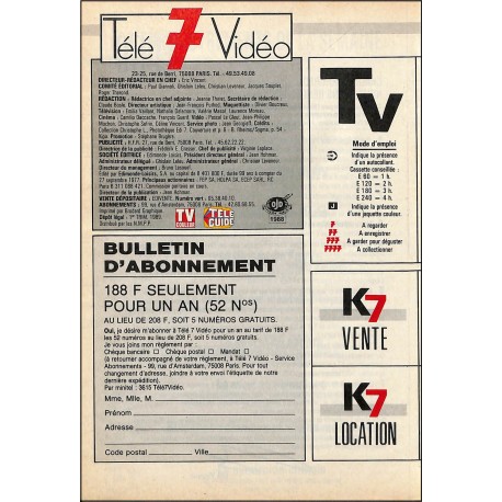 Télé 7 Vidéo |Premier Numéro