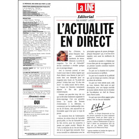 La UNE DE L'ACTUALITE |Premier Numéro