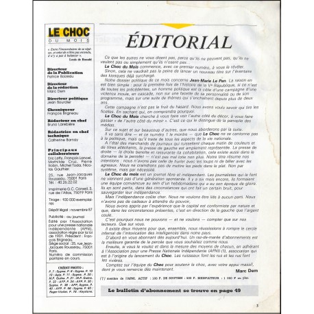 LE CHOC DU MOIS |Premier Numéro