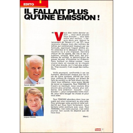 TOUS TEMOINS |Premier Numéro