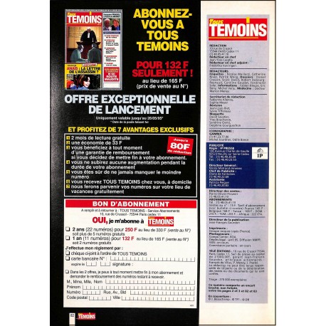 TOUS TEMOINS |Premier Numéro