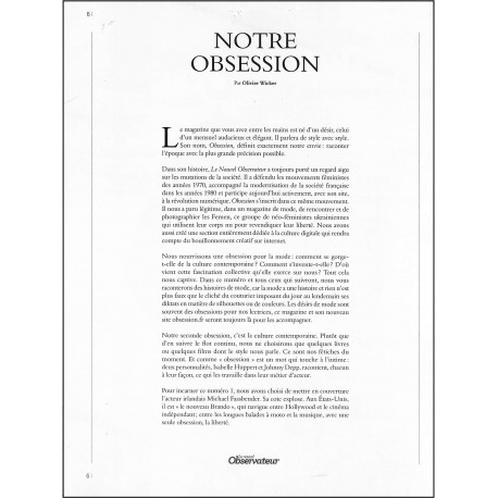 OBSESSION |Premier Numéro