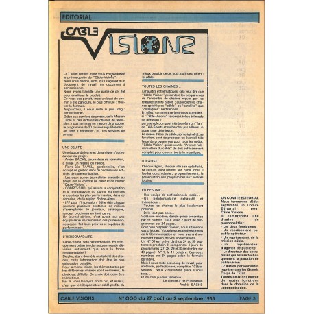 CABLE VISIONS |Premier Numéro