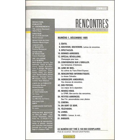 RENCONTRES MAGAZINE |Premier Numéro