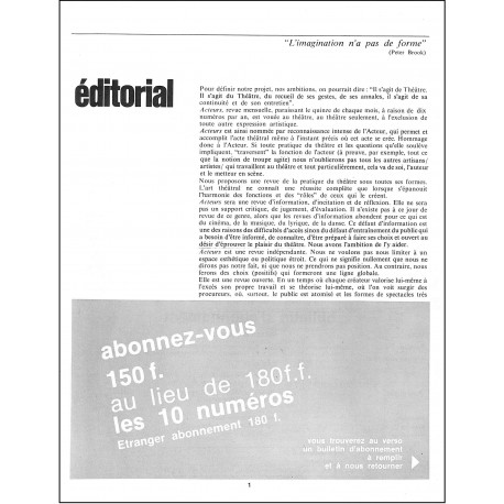 Théâtre acteurs |Premier Numéro