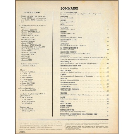 Détente & Loisirs |Premier Numéro