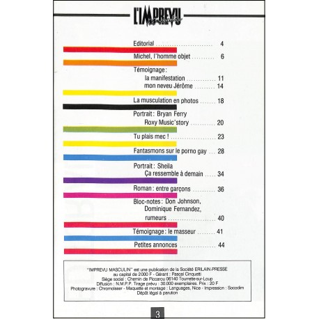 L'IMPREVU MASCULIN |Premier Numéro