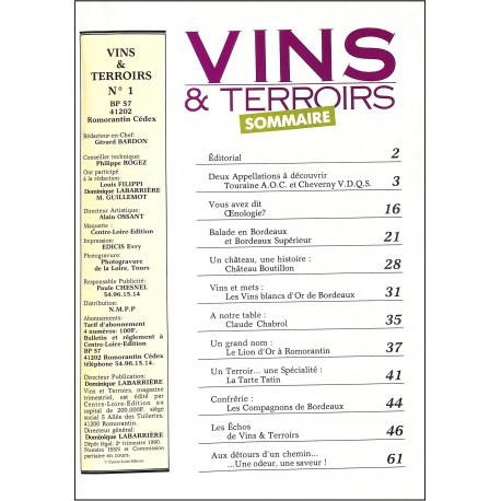 VINS & TERROIRS |Premier Numéro
