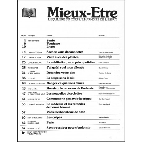 MIEUX-ÊTRE |Premier Numéro