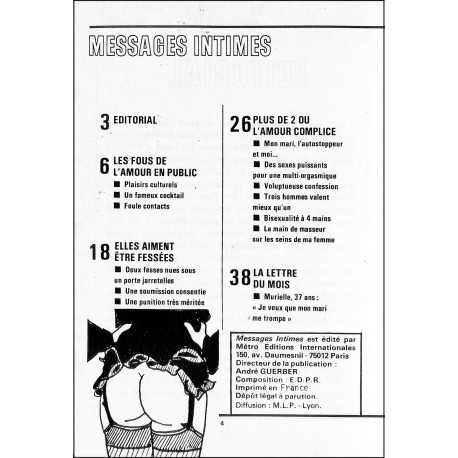 MESSAGES INTIMES |Premier Numéro