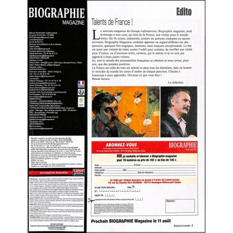 BIOGRAPHIE MAGAZINE |Premier Numéro