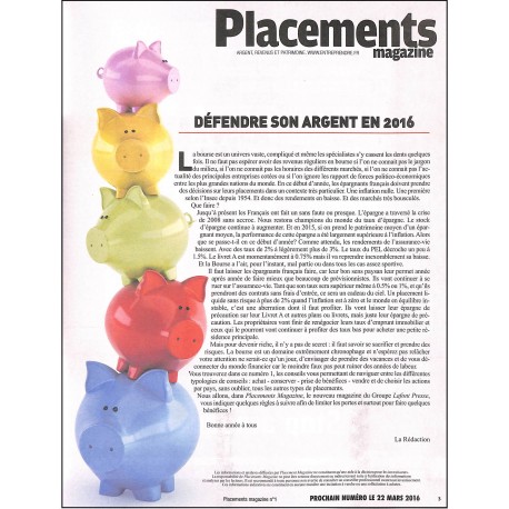 PLACEMENTS magazine |Premier Numéro