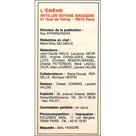 L'ÉBÈNE ANTILLES GUYANE MAGAZINE |Premier Numéro