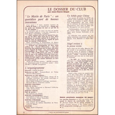LA LETTRE DU CLUB FRANÇAIS DE LA PRESSE |Premier Numéro