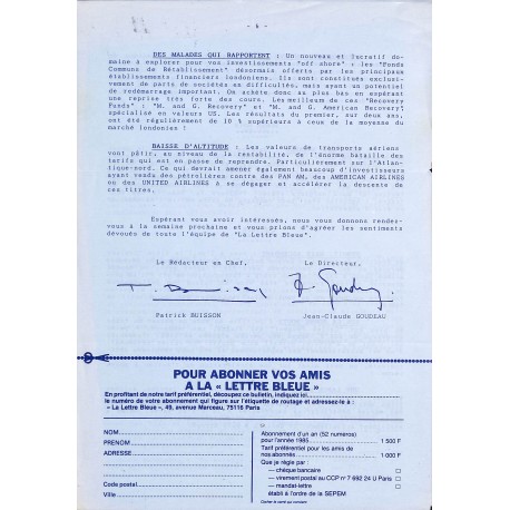 LA LETTRE BLEUE |Premier Numéro