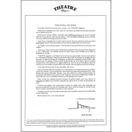THEATRE MAGAZINE |Premier Numéro