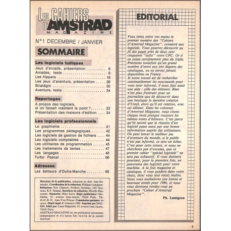 LES CAHIERS D'AMSTRAD magazine |Premier Numéro