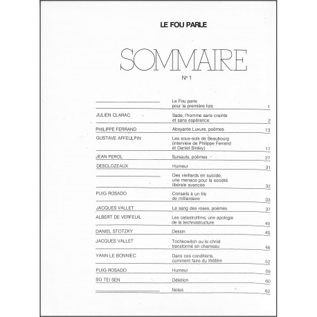 LE FOU PARLE |Premier Numéro