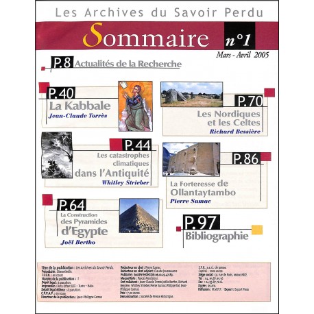 LES ARCHIVES DU SAVOIR PERDU |Premier Numéro