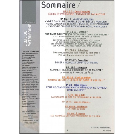 L'OEIL DU PATRIMOINE |Premier Numéro