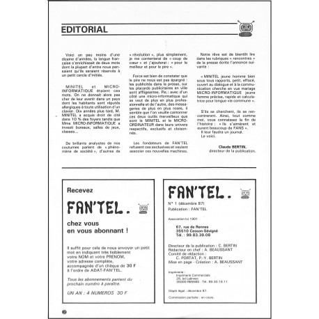 FAN'TEL. |Premier Numéro