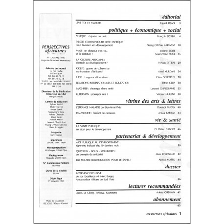 PERSPECTIVES AFRICAINES |Premier Numéro