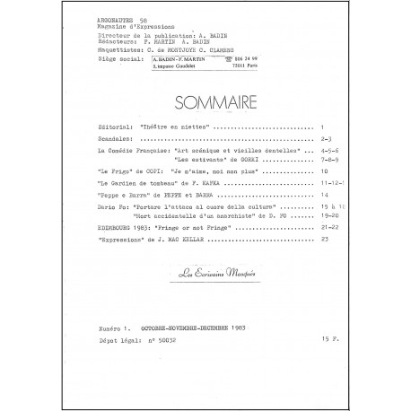 ARGONAUTES 58 |Premier Numéro