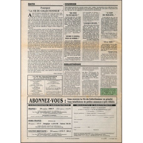LA VIE DU COLLECTIONNEUR |Premier Numéro