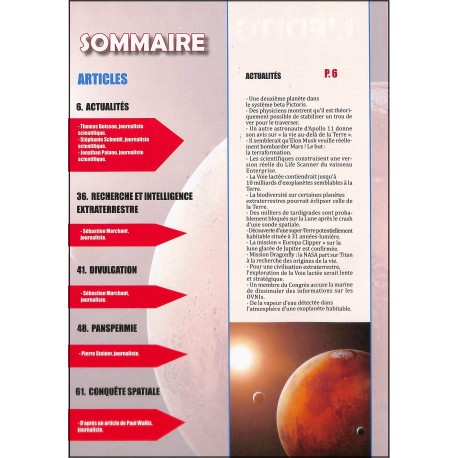 ESPACE & VIE EXTRATERRESTRE |Premier Numéro