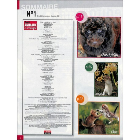 ANIMAUX de compagnie |Premier Numéro