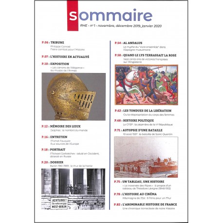 REVUE D'HISTOIRE EUROPÉENNE |Premier Numéro