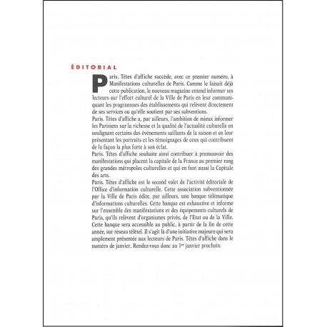 PARIS TÊTES D'AFFICHE |Premier Numéro