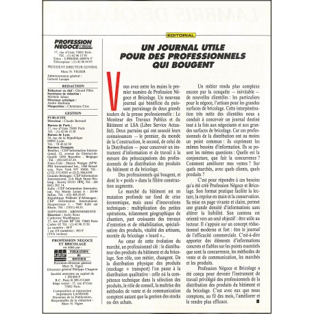 PROFESSION NÉGOCE ET BRICOLAGE |Premier Numéro