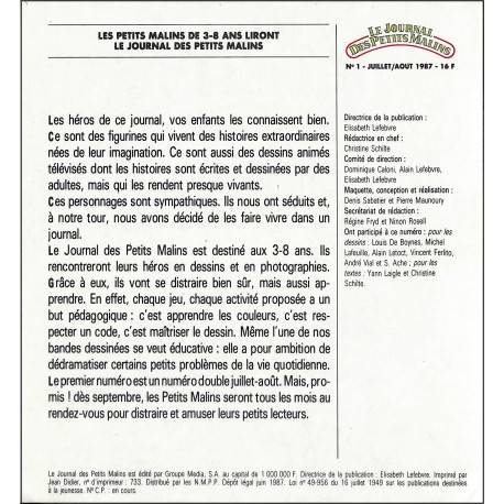 LE JOURNAL DES PETITS MALINS |Premier Numéro