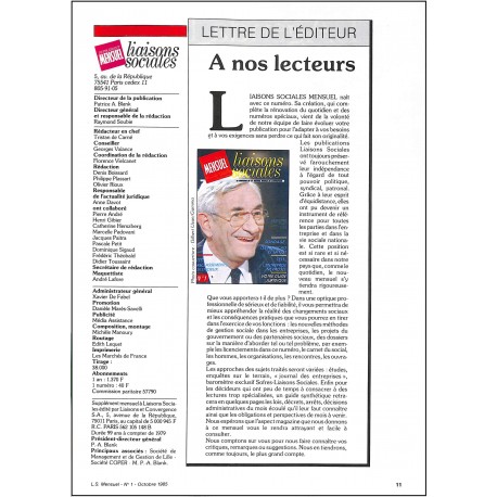 LIAISONS SOCIALES |Premier Numéro