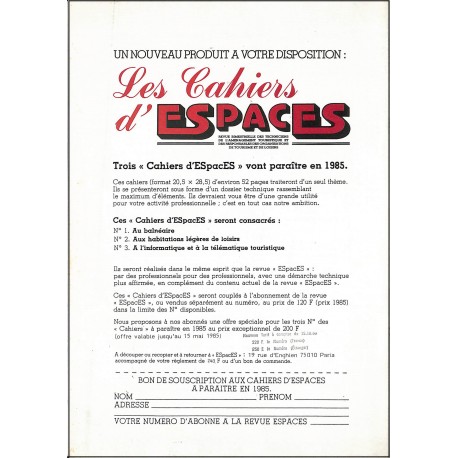 LES CAHIERS D'ESPACES |Premier Numéro
