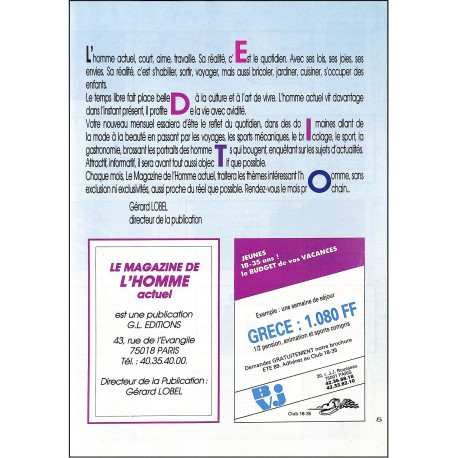 L'HOMME ACTUEL |Premier Numéro