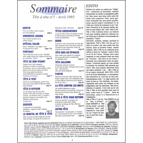 TÊTE À TÊTE |Premier Numéro