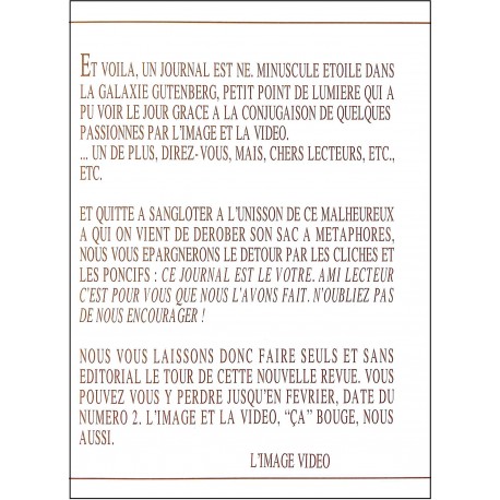 L'IMAGE VIDÉO |Premier Numéro
