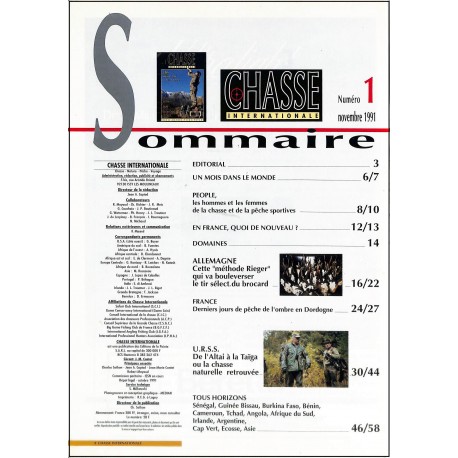 CHASSE INTERNATIONALE |Premier Numéro