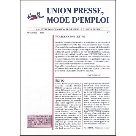 UNION PRESSE |Premier Numéro