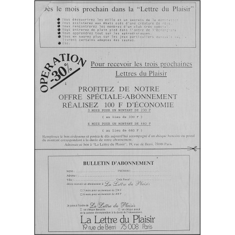 LA LETTRE DU PLAISIR |Premier Numéro