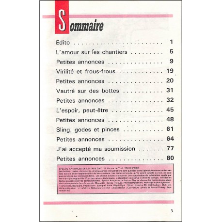 SPÉCIAL ANNONCES LETTRES GAY |Premier Numéro